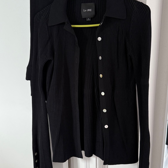 Le Ore Rimini Collared Ribbed Knit Cardigan Size Small - Picture 10 of 12